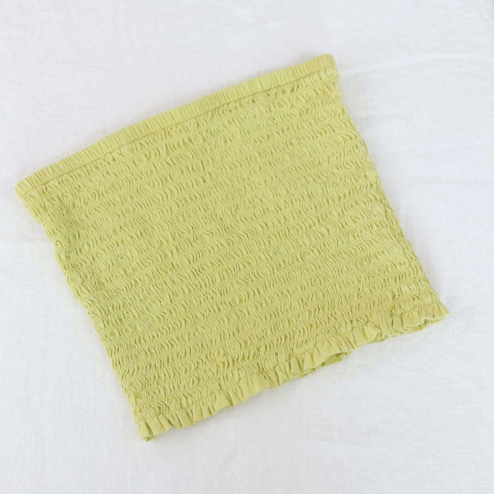 J.CREW - Green Smocked/Shirred Jersey Tube Top - Size Small